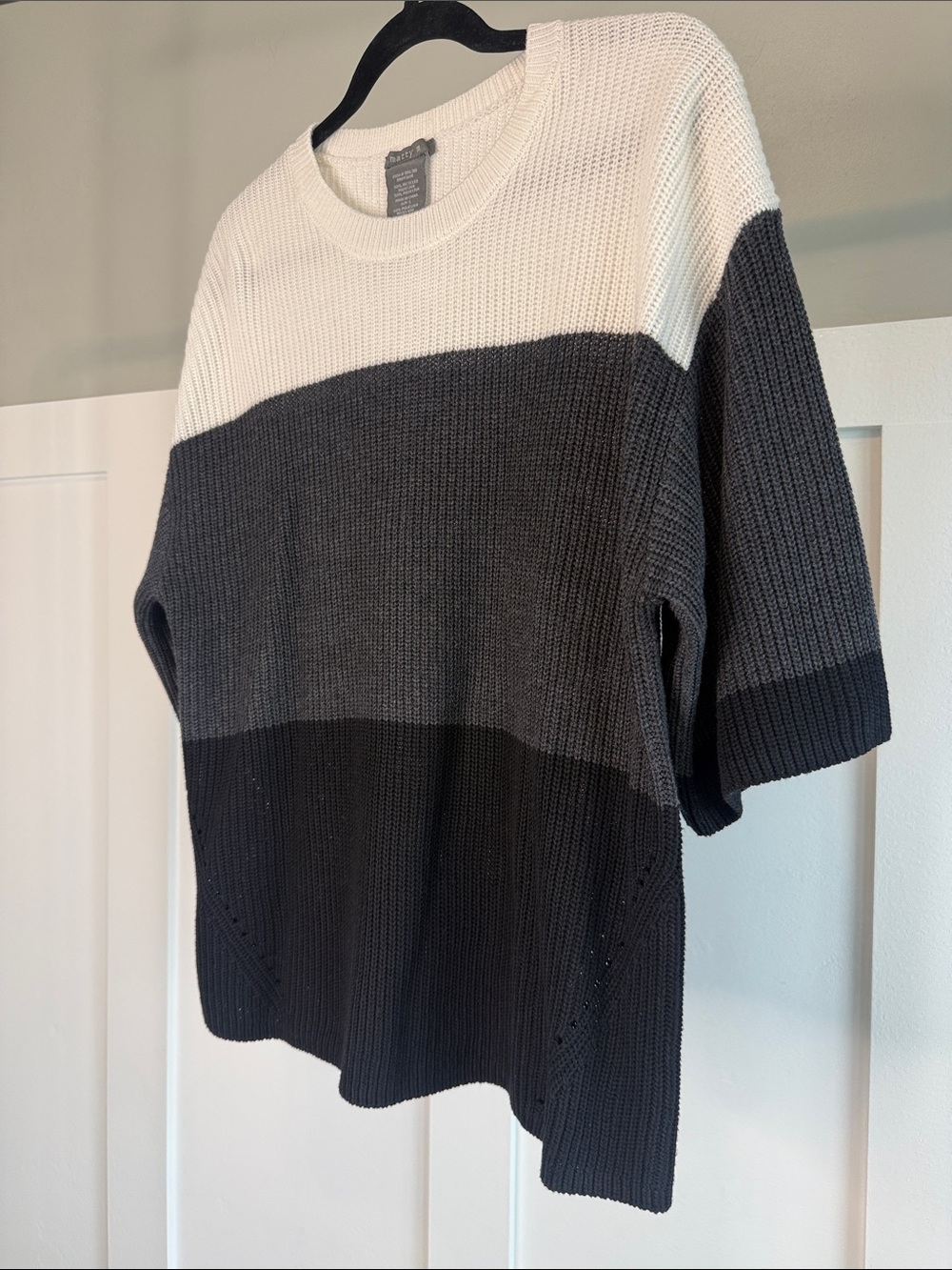Matty M White, Gray & Black Colorblock Crew Sweater